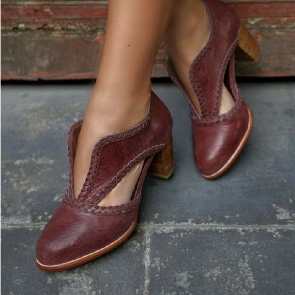 ELF Spirit Walker Booties Burgundy Brown Leather Handmade NWOB